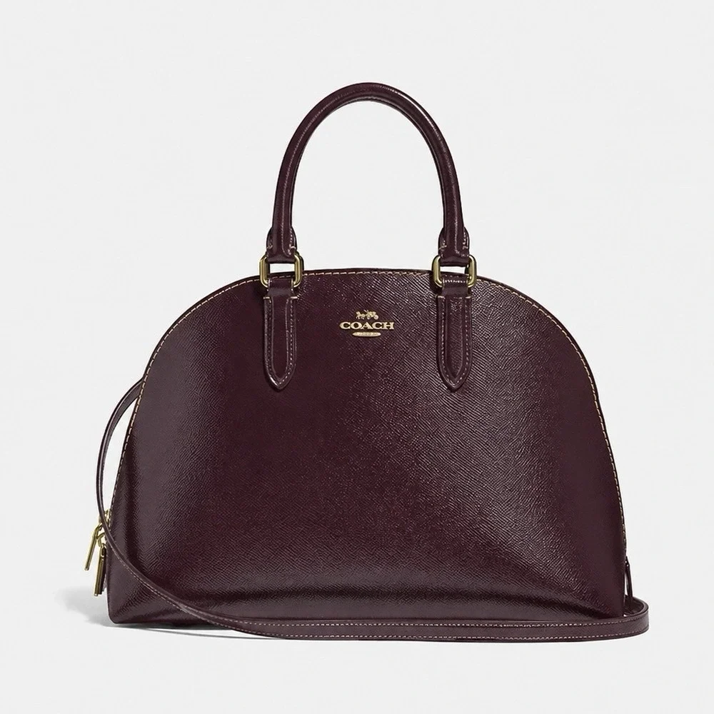 COACH QUINN GROSSGRAIN SATCHEL BAG IN OXBLOOD